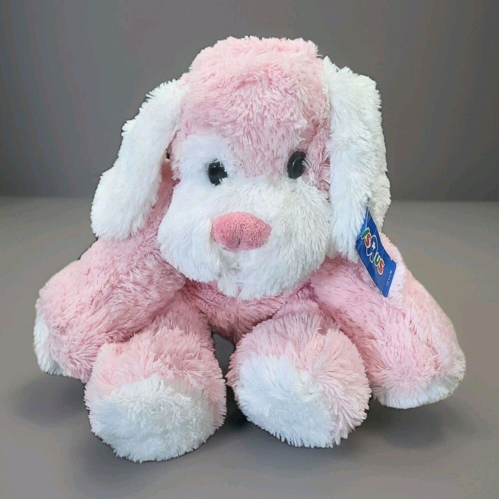 Toys R Us 20" Pink White Shaggy Puppy Dog Plush Floppy Stuffed Animal 2010 NEW